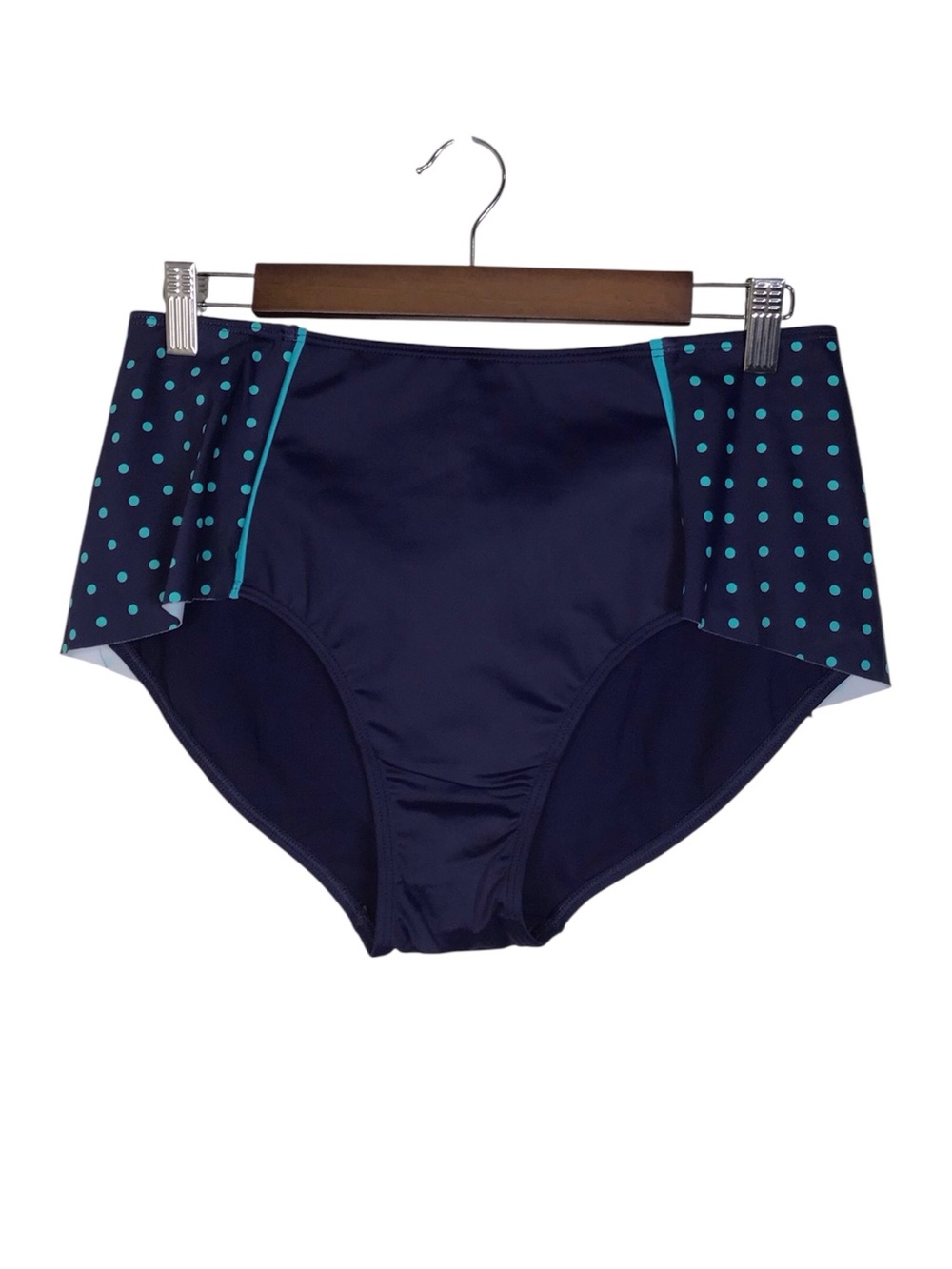 NWOT SPANX Flirty Skirted Swim Bottom in Navy Splash Polka Dot Size 12.